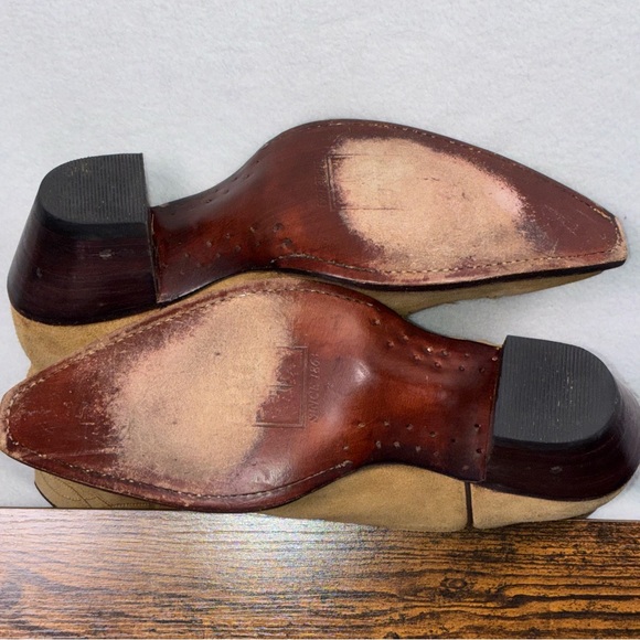 Frye Women’s F965 Short Western Boots Snip Toe Tan Suede Size 11 Early 2000s - Picture 8 of 11